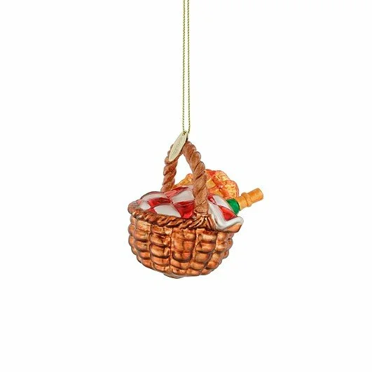 Ornament glas picknic mand l7b6h8cm bruin, Luville Efteling, tuincentrumoutlet.com