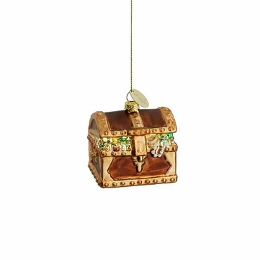 Ornament glas schatkist l6.5b5.5h7cm bruin, Luville Efteling, tuincentrumoutlet.com