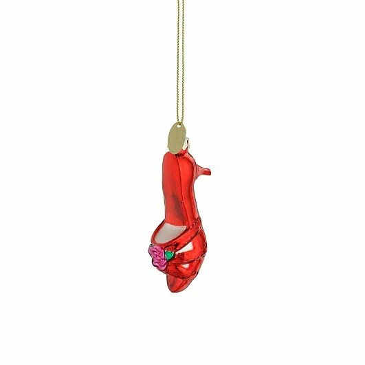Ornament glas schoen l3.5b3h10cm rood, Luville Efteling, tuincentrumoutlet.com