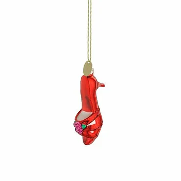 Ornament glas schoen l3.5b3h10cm rood, Luville Efteling, tuincentrumoutlet.com