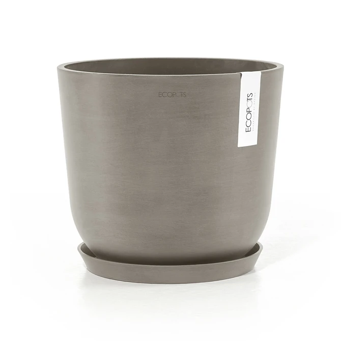 Oslo 20 Taupe met onderschotel, Ecopots, tuincentrumoutlet.com