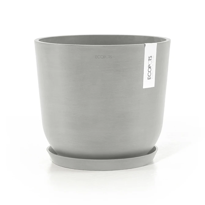 Oslo 20 Witgrijs met onderschotel, Ecopots, tuincentrumoutlet.com