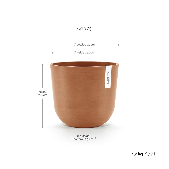 Oslo 25 Terra afmetingen, Ecopots, tuincentrumoutlet.com
