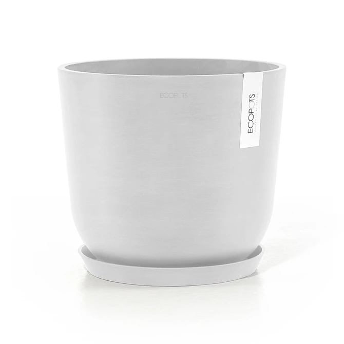 Oslo 25 Wit met onderschotel, Ecopots, tuincentrumoutlet.com