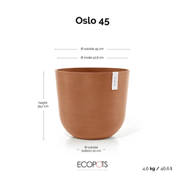 Oslo 45 Terra afmetingen, Ecopots, tuincentrumoutlet.com