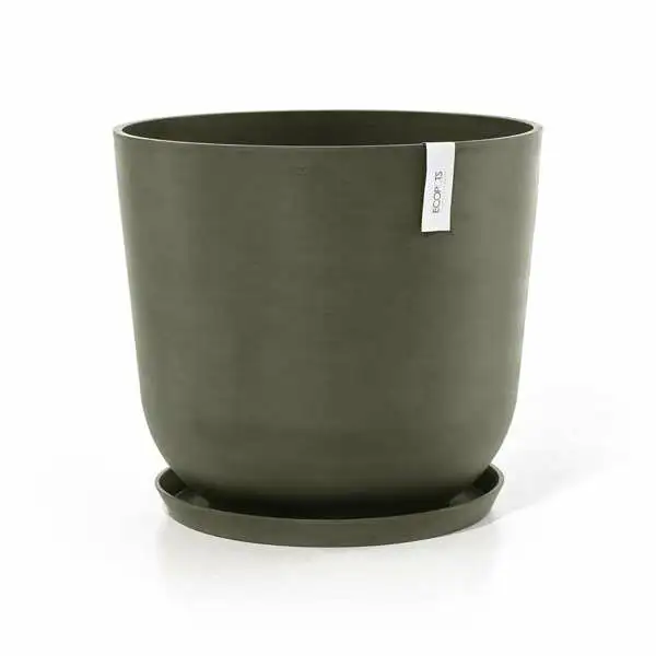 Oslo 55 Kaki, ECOPOTS voorbeeld saucer, tuincentrumoutlet.com