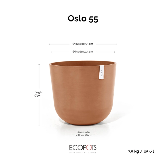 Oslo 55 Terra afmetingen, Ecopots, tuincentrumoutlet.com