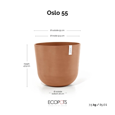 Oslo 55 Terra afmetingen, Ecopots, tuincentrumoutlet.com