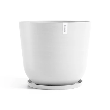 Oslo 75 Pure White met onderschotel, Ecopots, tuincentrumoutlet.com