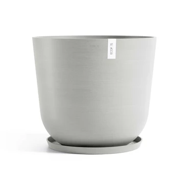 Oslo 75 White Grey met onderschotel, Ecopots, tuincentrumoutlet.com