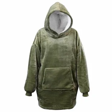 Oversized fleece hoodie diepgroen, Unique Living, www.tuincentrumoutlet.com