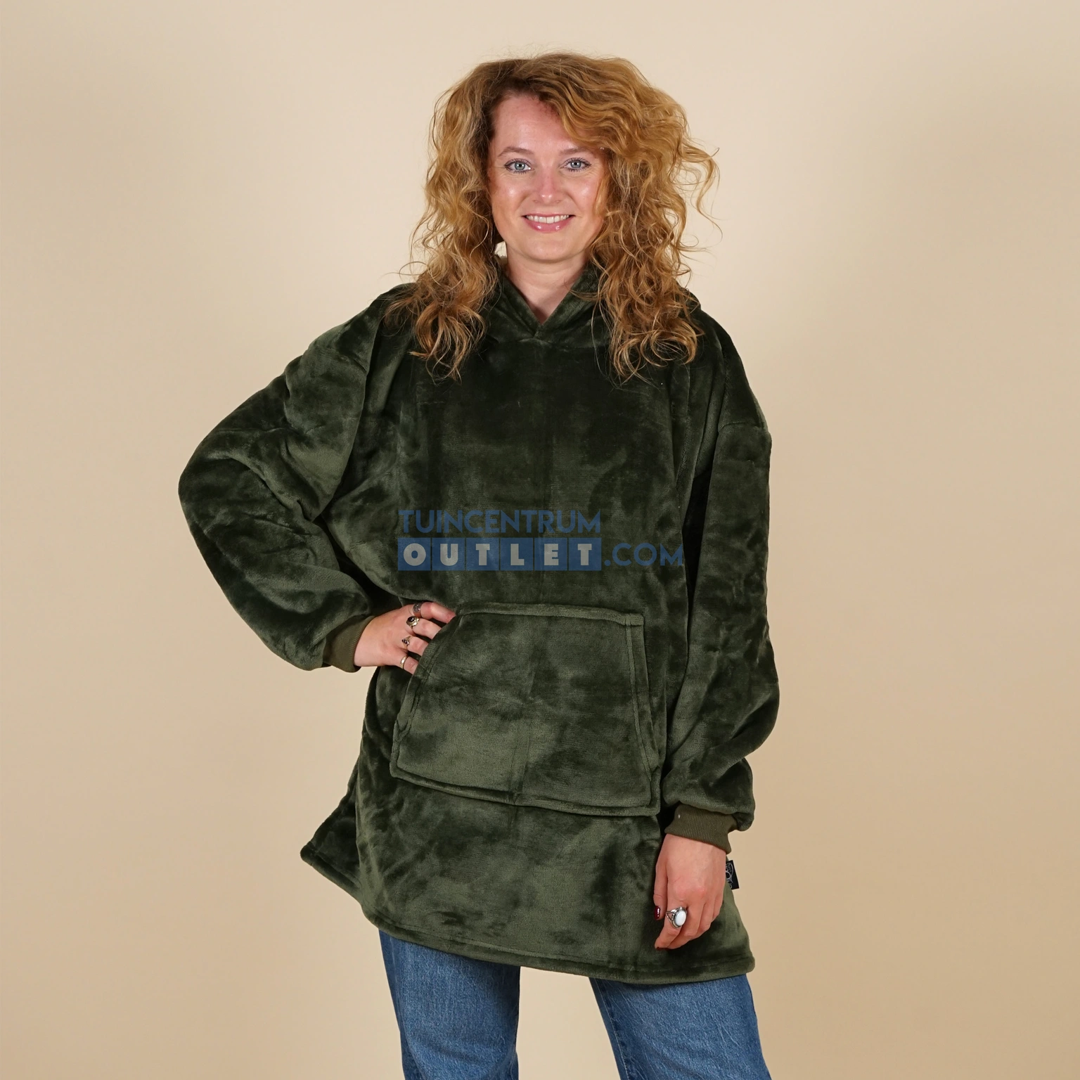 Oversized Fleece Hoodie Diepgroen Groen Unique Living