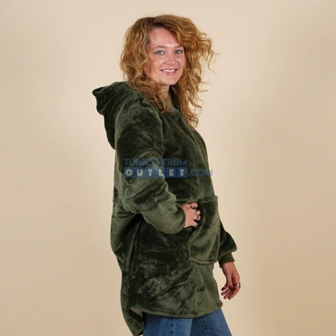 Oversized fleece hoodie diepgroen, Unique Living, www.tuincentrumoutlet.com