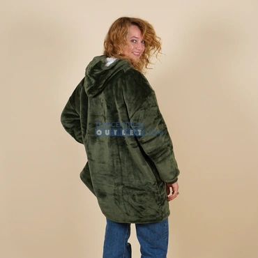 Oversized fleece hoodie diepgroen, Unique Living, www.tuincentrumoutlet.com