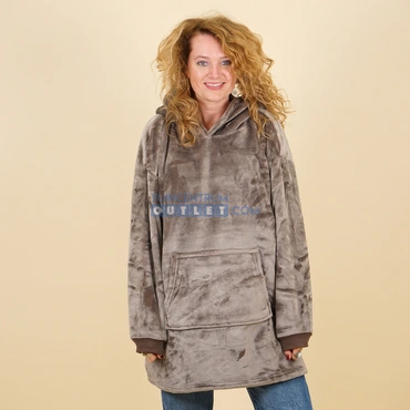 Oversized fleece hoodie taupe, Unique Living, www.tuincentrumoutlet.com