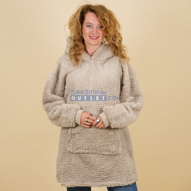 Oversized teddy hoodie chat grey, Unique Living, tuincentrumoutlet