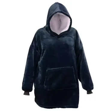 Oversized fleece hoodie donkerblauw, Unique Living, tuincentrumoutlet