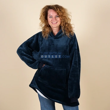 Oversized fleece hoodie donkerblauw, Unique Living, tuincentrumoutlet