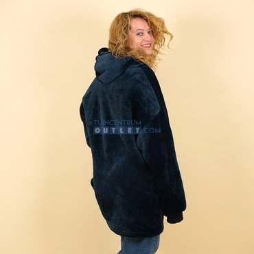 Oversized fleece hoodie donkerblauw, Unique Living, tuincentrumoutlet