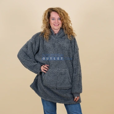 Oversized teddy hoodie dark grey, Unique Living, tuincentrumoutlet