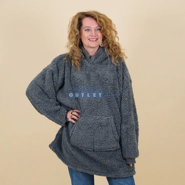 Oversized teddy hoodie dark grey, Unique Living, tuincentrumoutlet