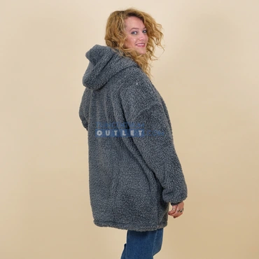 Oversized teddy hoodie dark grey, Unique Living, tuincentrumoutlet