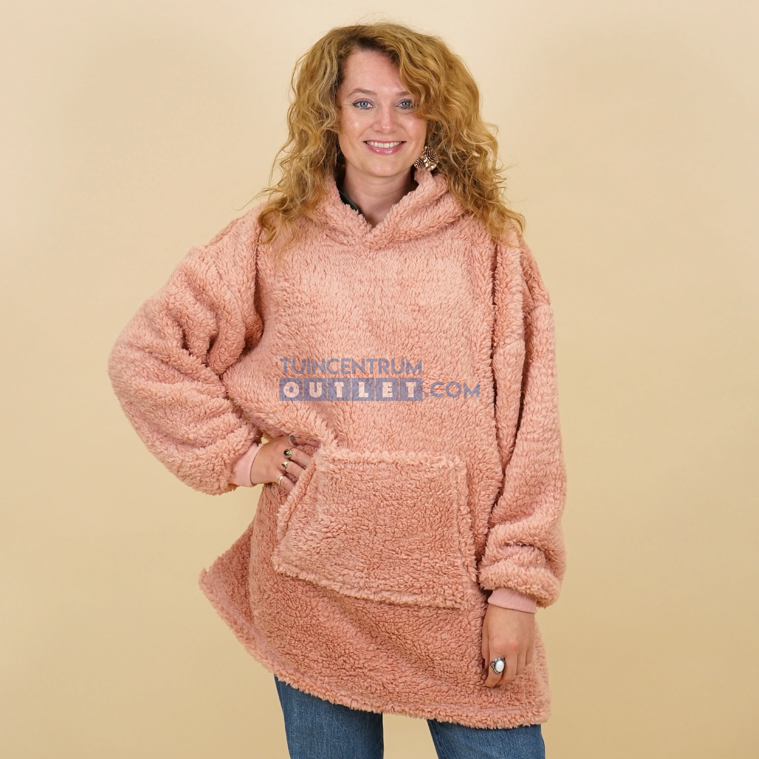 Oversized Teddy Hoodie Old Pink Roze Unique Living