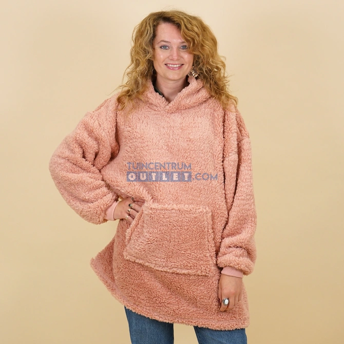 Oversized teddy hoodie old pink, Unique Living, tuincentrumoutlet