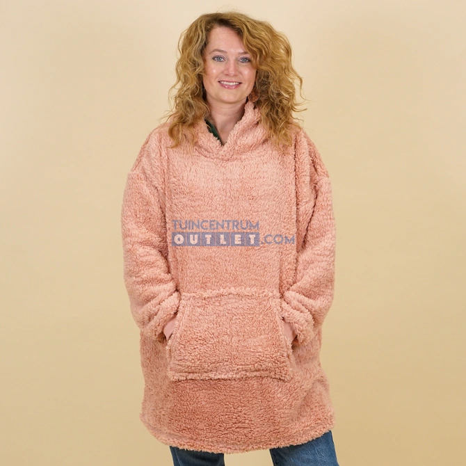 Oversized teddy hoodie old pink, Unique Living, tuincentrumoutlet