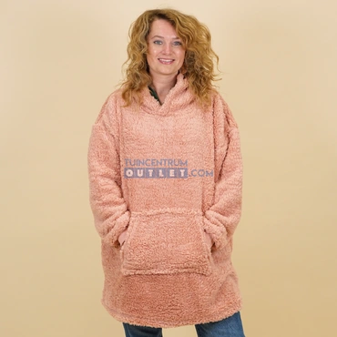Oversized teddy hoodie old pink, Unique Living, tuincentrumoutlet