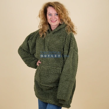 Oversized Teddy Hoodie Winter Green Groen Unique Living