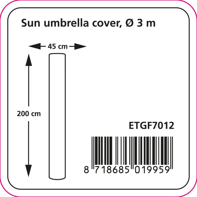 Parasolhoes cantonic 200x45cm grijs afmetingen, Eurotrail hoezen, tuincentrumoutlet.com
