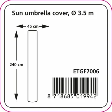 Parasolhoes ca 240x45cm grijs afmetingen, Eurotrail, tuincentrumoutlet