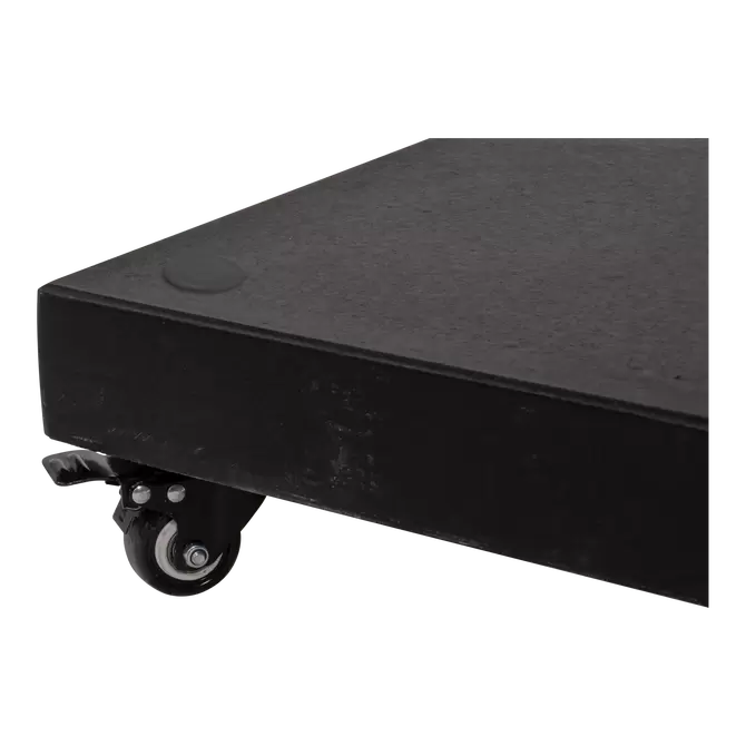 Parasolvoet op 4 wielen 60kg graniet zwart detail wiel, Lesli Living, Tuincentrumoutlet.com