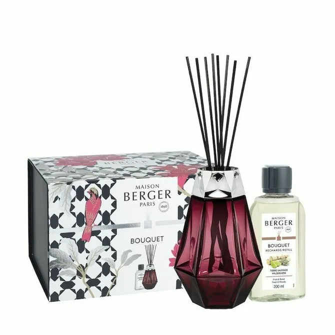 Parfumverspreider met sticks Prisme Grenat inclusief 200ml navulling, lampe berger, tuincentrumoutlet.com