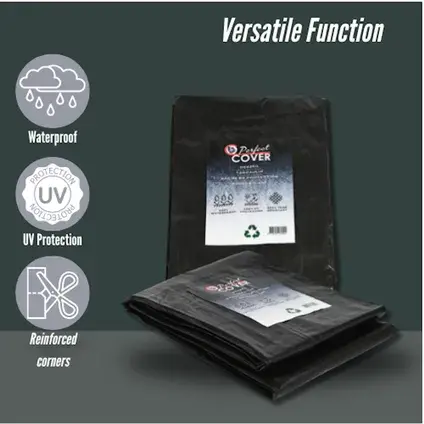 Perfect Cover® Essential Afdekzeil – 2 × 3 m – Zwart – 80 g/m² – Scheurbestendig versatile function. verbo, tuincentrumoutlet.com