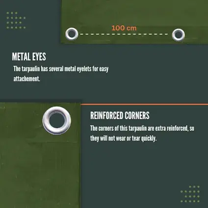 Perfect Cover® Super Sterk Afdekzeil - 3 x 4 m - Groen - 150 g/m² - Scheurbesten metal eyes. verbo, tuincentrumoutlet.com