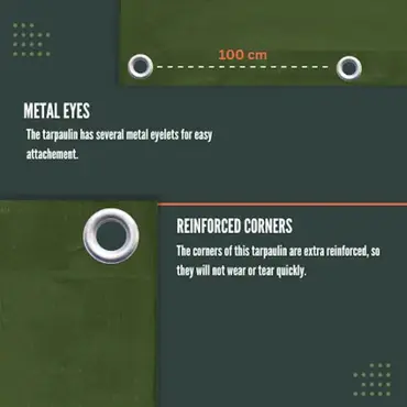 Perfect Cover® Super Sterk Afdekzeil - 3 x 4 m - Groen - 150 g/m² - Scheurbesten metal eyes. verbo, tuincentrumoutlet.com