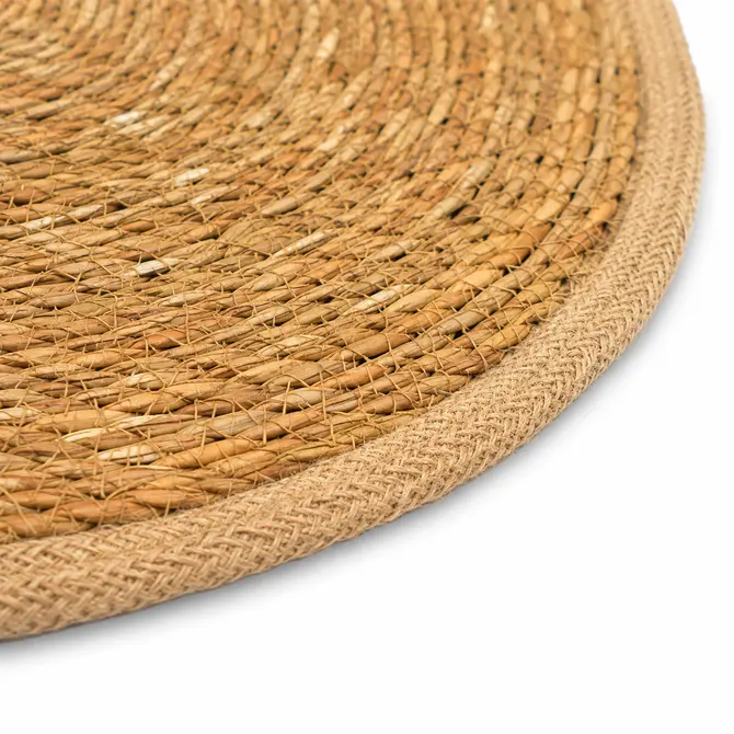 Placemat d38cm zeegras naturel detail, Van der Leeden, Tuincentrumoutlet.com