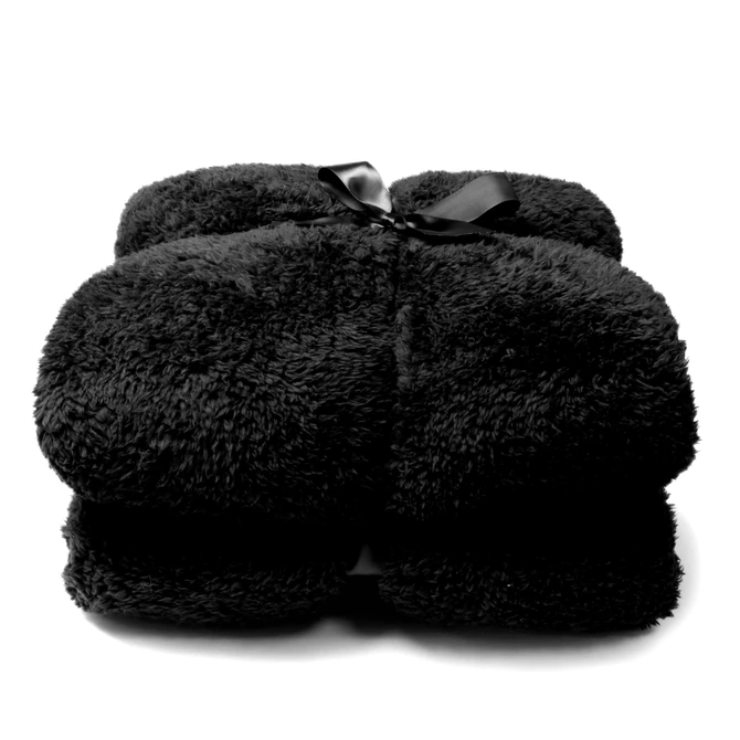 Plaid teddy l200b150cm zwart, Unique Living, Tuincentrumoutlet