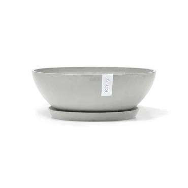 Pot vienna wit grijs d50cm met onderschotel, Ecopots, tuincentrumoutlet