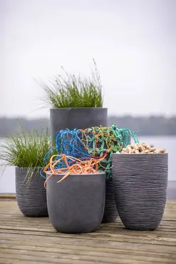 Planter ball rib Nl 932 grey speckled 35x34cm sfeer, Capi Europe, tuincentrumoutlet.com