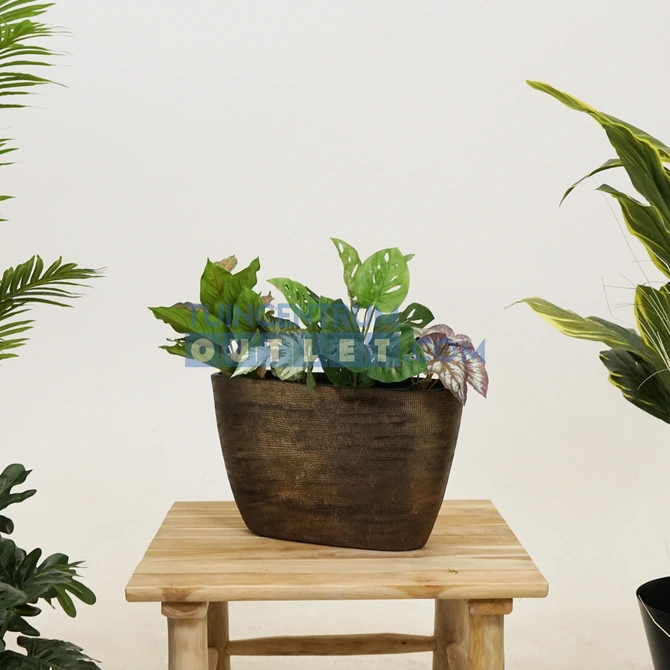 Planter tokio ovaal l44b16h26cm goud sfeer, HS Potterie, Tuincentrum Outlet