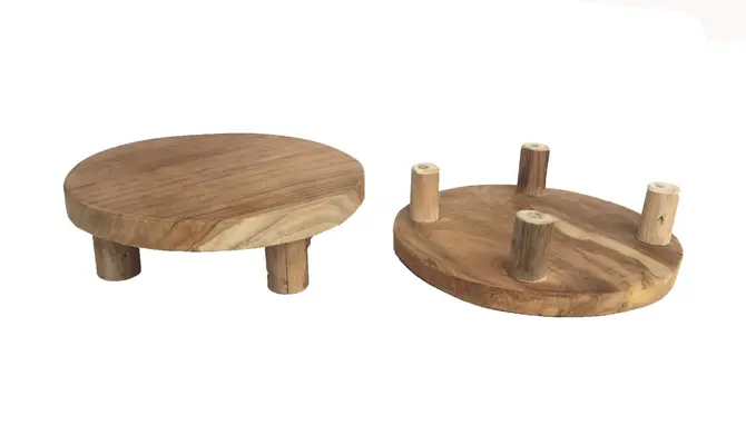 Plateau teak naturel d30h8cm, Van der Leeden, tuincentrumoutlet.com