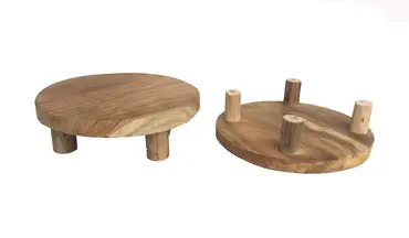 Plateau teak naturel d30h8cm, Van der Leeden, tuincentrumoutlet.com