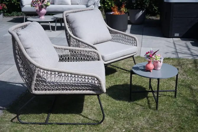 Portofino lounge set van 3 bruin zijkant, Vita, tuincentrumoutlet.com