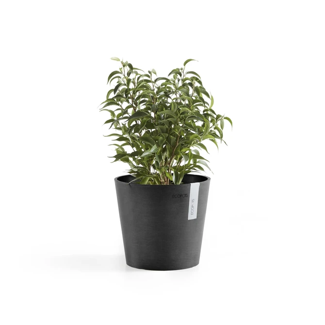 Pot amsterdam d17cm donkergrijs sfeerfotos, Ecopots, tuincentrumoutlet.com