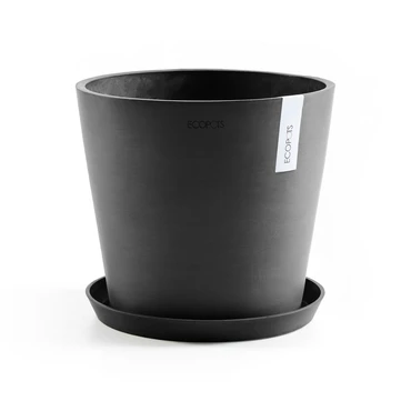 Pot amsterdam d25cm donkergrijs met schotel, Ecopots, tuincentrumoutlet.com
