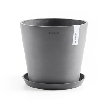 Pot amsterdam d25cm grijs met schotel, Ecopots, tuincentrumoutlet.com
