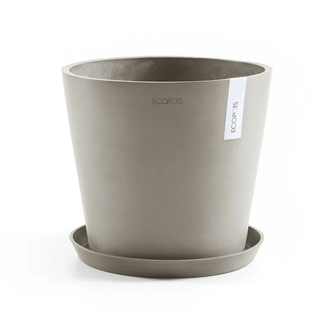 Pot amsterdam d25cm taupe met schotel, Ecopots, tuincentrumoutlet.com